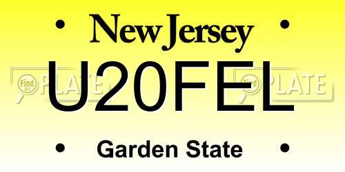 U20FEL New Jersey License Plate