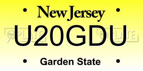 U20GDU New Jersey License Plate