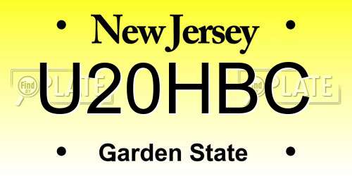 U20HBC New Jersey License Plate