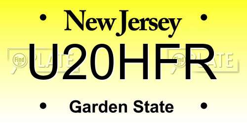 U20HFR New Jersey License Plate