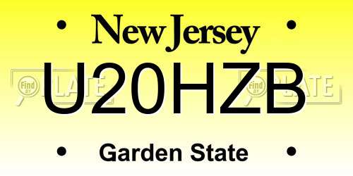 U20HZB New Jersey License Plate