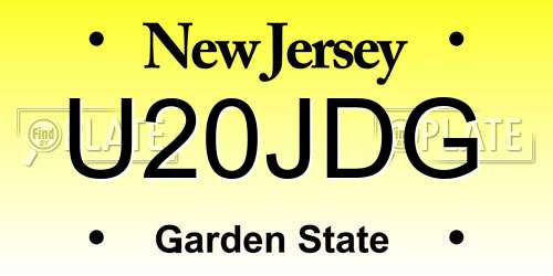 U20JDG New Jersey License Plate