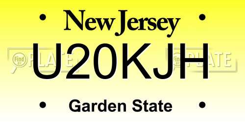 U20KJH New Jersey License Plate