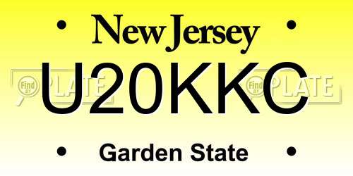 U20KKC New Jersey License Plate