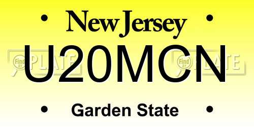U20MCN New Jersey License Plate