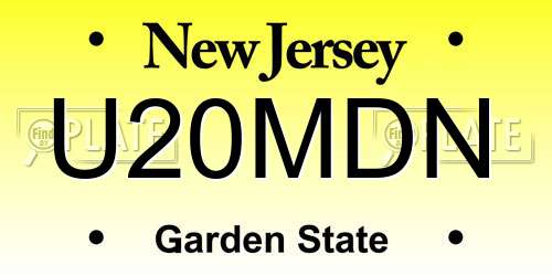 U20MDN New Jersey License Plate