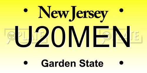 U20MEN New Jersey License Plate