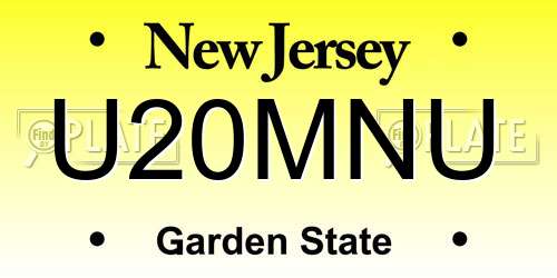 U20MNU New Jersey License Plate