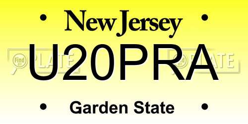 U20PRA New Jersey License Plate