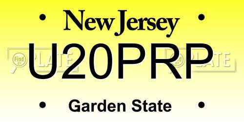 U20PRP New Jersey License Plate