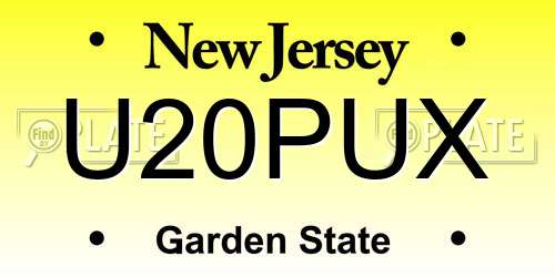 U20PUX New Jersey License Plate