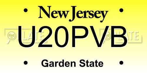 U20PVB New Jersey License Plate