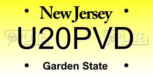 U20PVD New Jersey License Plate