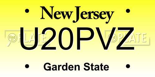 U20PVZ New Jersey License Plate