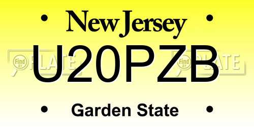 U20PZB New Jersey License Plate