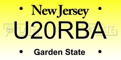 U20RBA New Jersey License Plate
