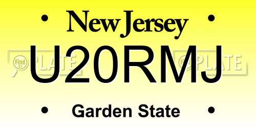 U20RMJ New Jersey License Plate