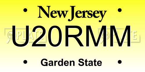 U20RMM New Jersey License Plate