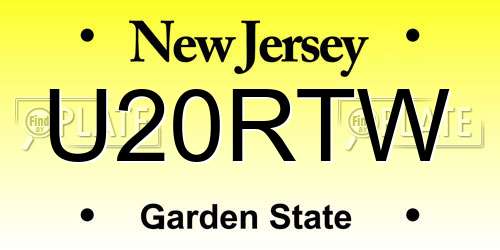 U20RTW New Jersey License Plate