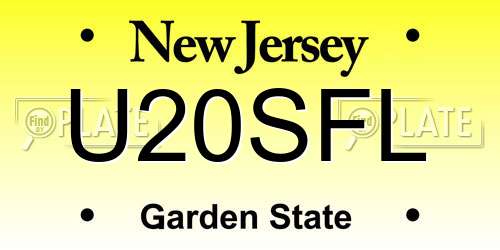 U20SFL New Jersey License Plate
