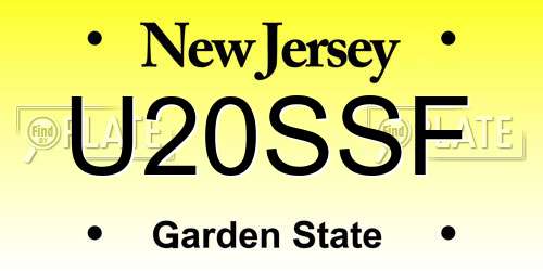 U20SSF New Jersey License Plate