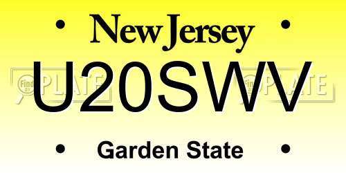 U20SWV New Jersey License Plate