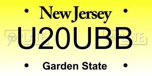U20UBB New Jersey License Plate