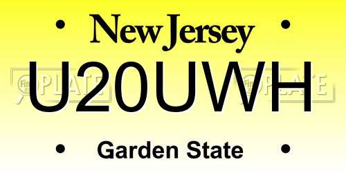 U20UWH New Jersey License Plate