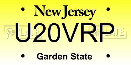 U20VRP New Jersey License Plate