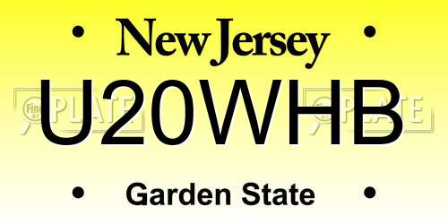 U20WHB New Jersey License Plate