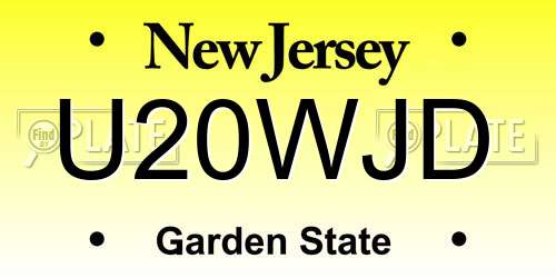 U20WJD New Jersey License Plate
