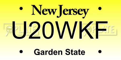U20WKF New Jersey License Plate