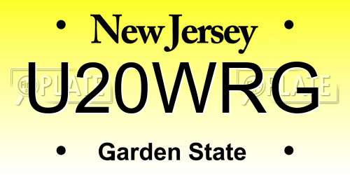 U20WRG New Jersey License Plate