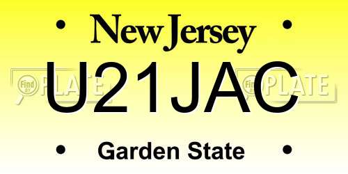 U21JAC New Jersey License Plate