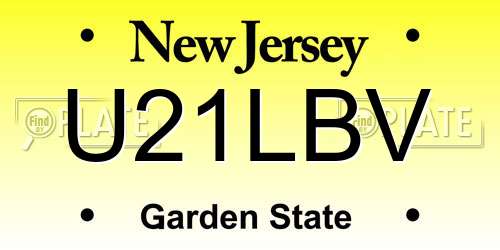 U21LBV New Jersey License Plate