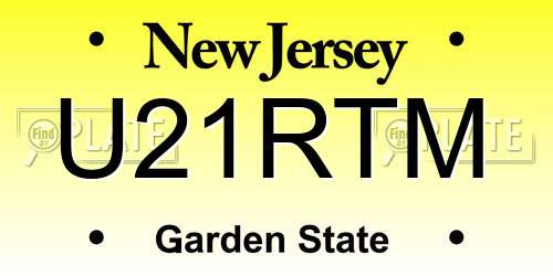 U21RTM New Jersey License Plate