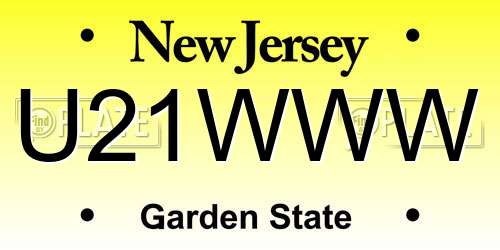 U21WWW New Jersey License Plate