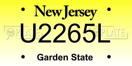 U2265L New Jersey License Plate
