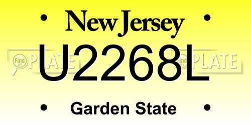 U2268L New Jersey License Plate