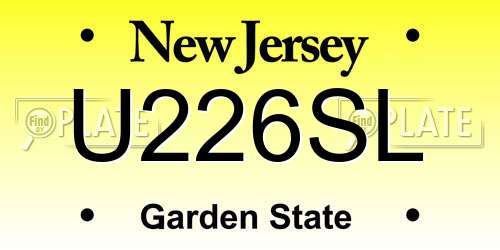 U226SL New Jersey License Plate