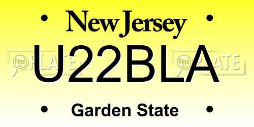 U22BLA New Jersey License Plate