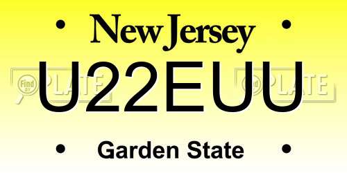 U22EUU New Jersey License Plate