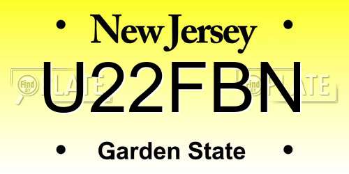 U22FBN New Jersey License Plate