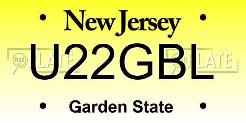 U22GBL New Jersey License Plate