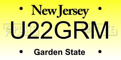 U22GRM New Jersey License Plate