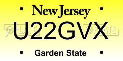 U22GVX New Jersey License Plate