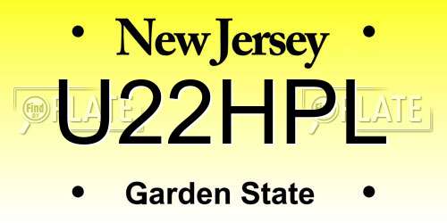 U22HPL New Jersey License Plate