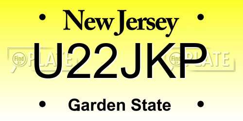 U22JKP New Jersey License Plate