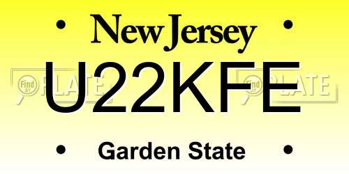 U22KFE New Jersey License Plate