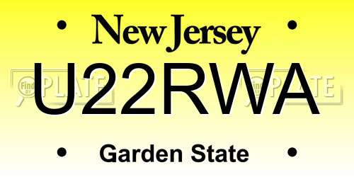 U22RWA New Jersey License Plate